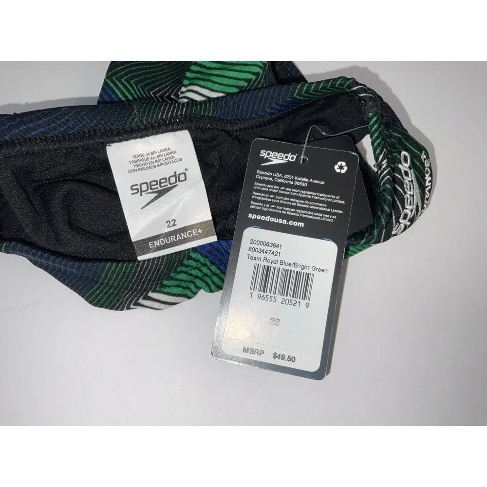 NIP Mens Speedo Competitive Endurance+ Precision Brief Swim Trunks Blue Green 22